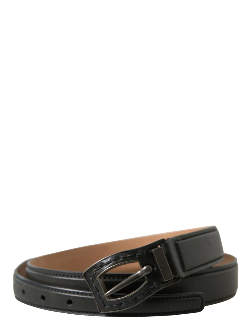 Black Leather Metal Buckle Cintura Belt