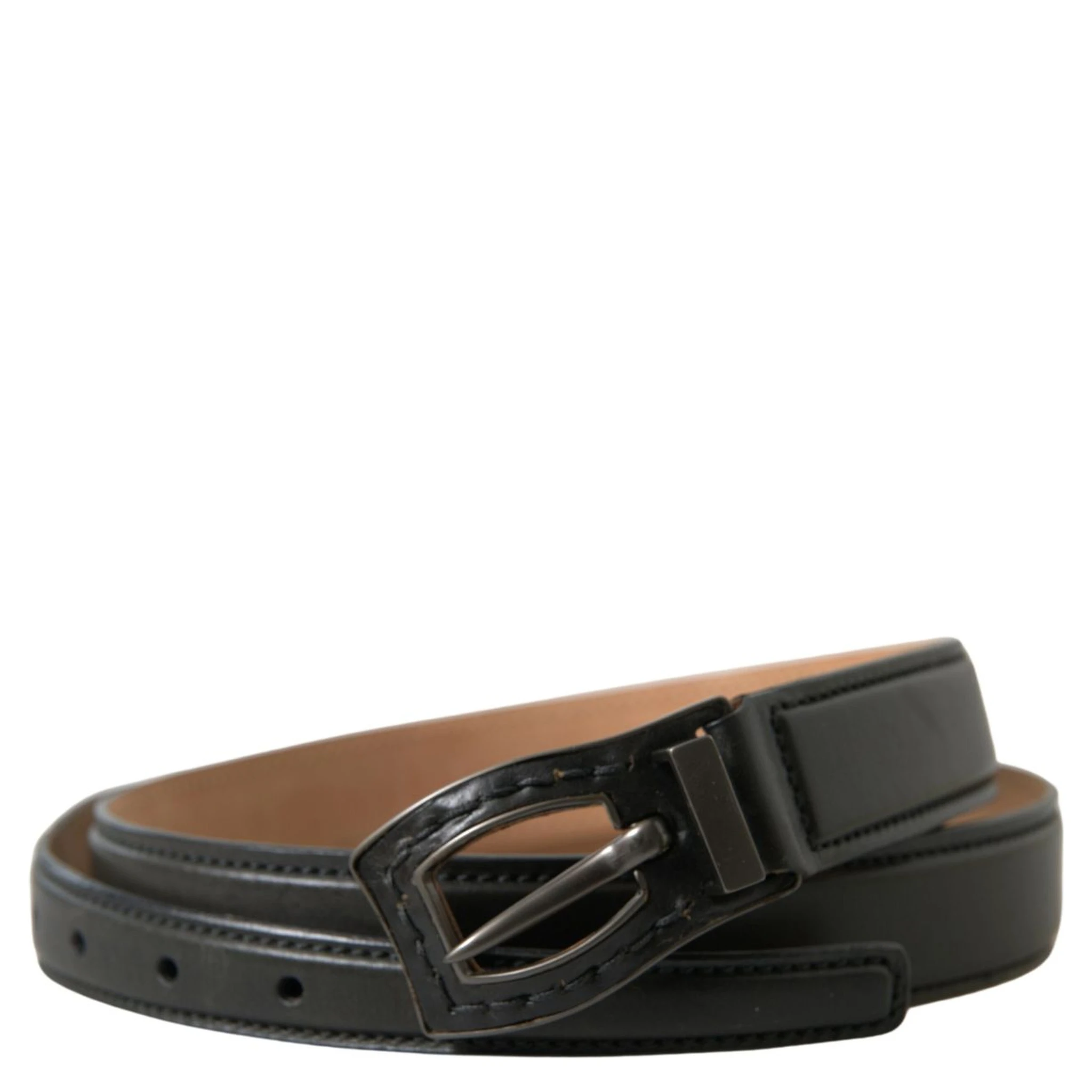 Black Leather Metal Buckle Cintura Belt