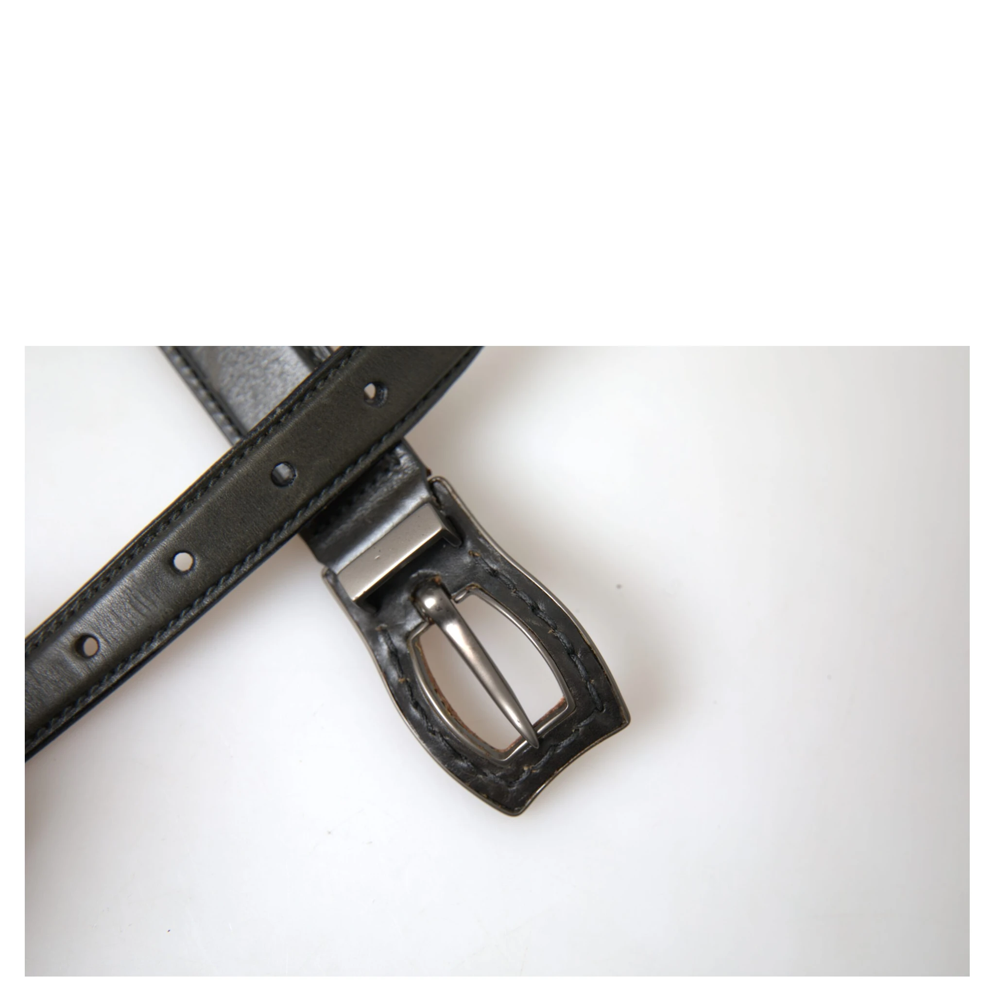Black Leather Metal Buckle Cintura Belt