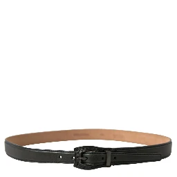 Black Leather Metal Buckle Cintura Belt
