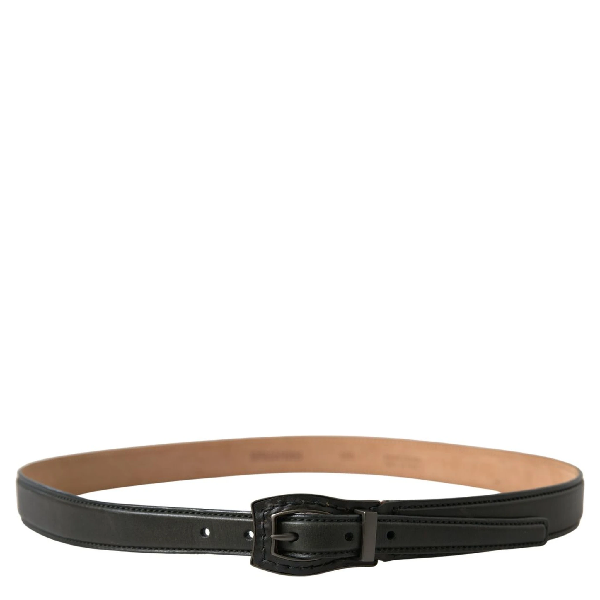 Black Leather Metal Buckle Cintura Belt