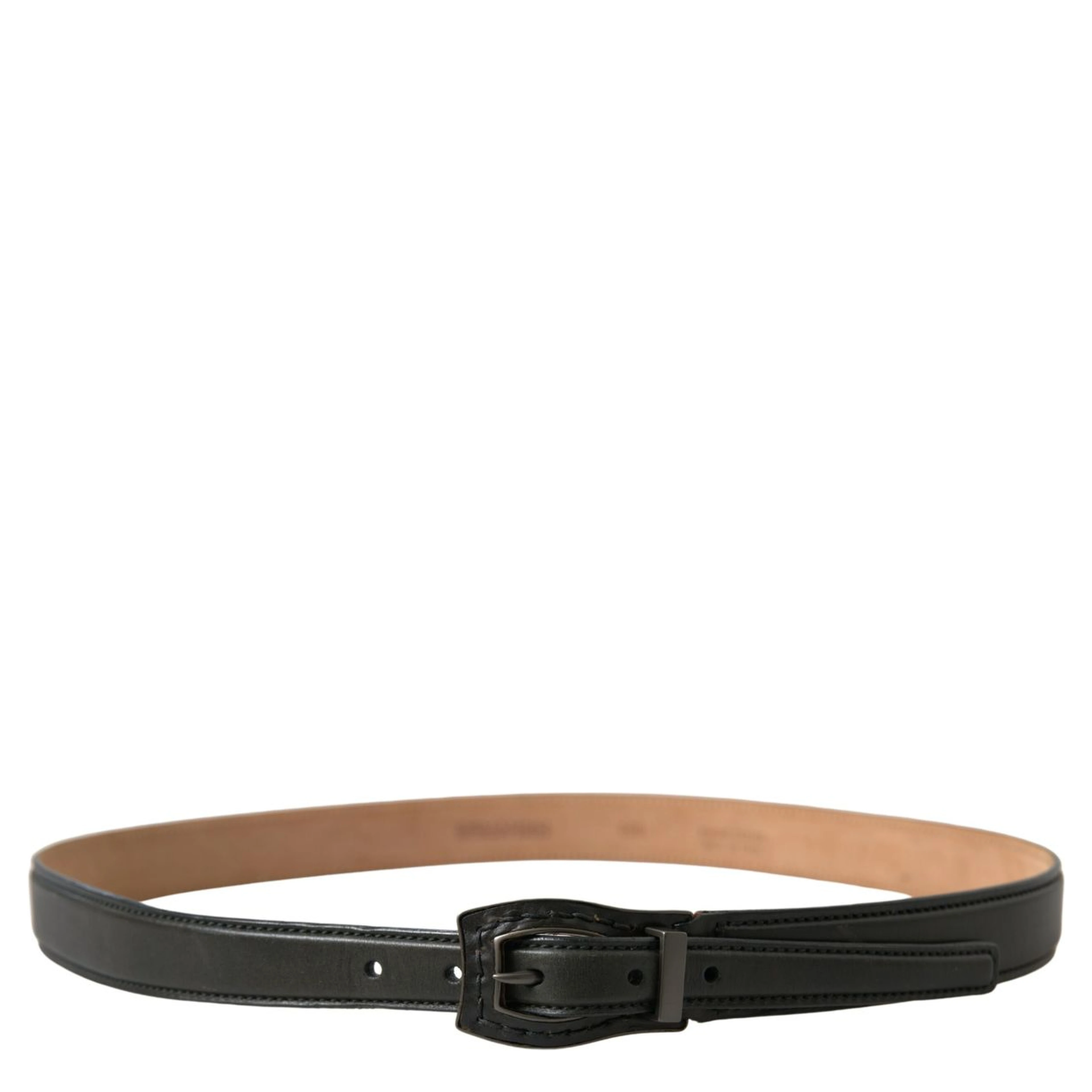 Black Leather Metal Buckle Cintura Belt