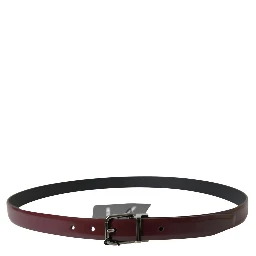Bordeaux Leather Silver Metal Buckle Belt