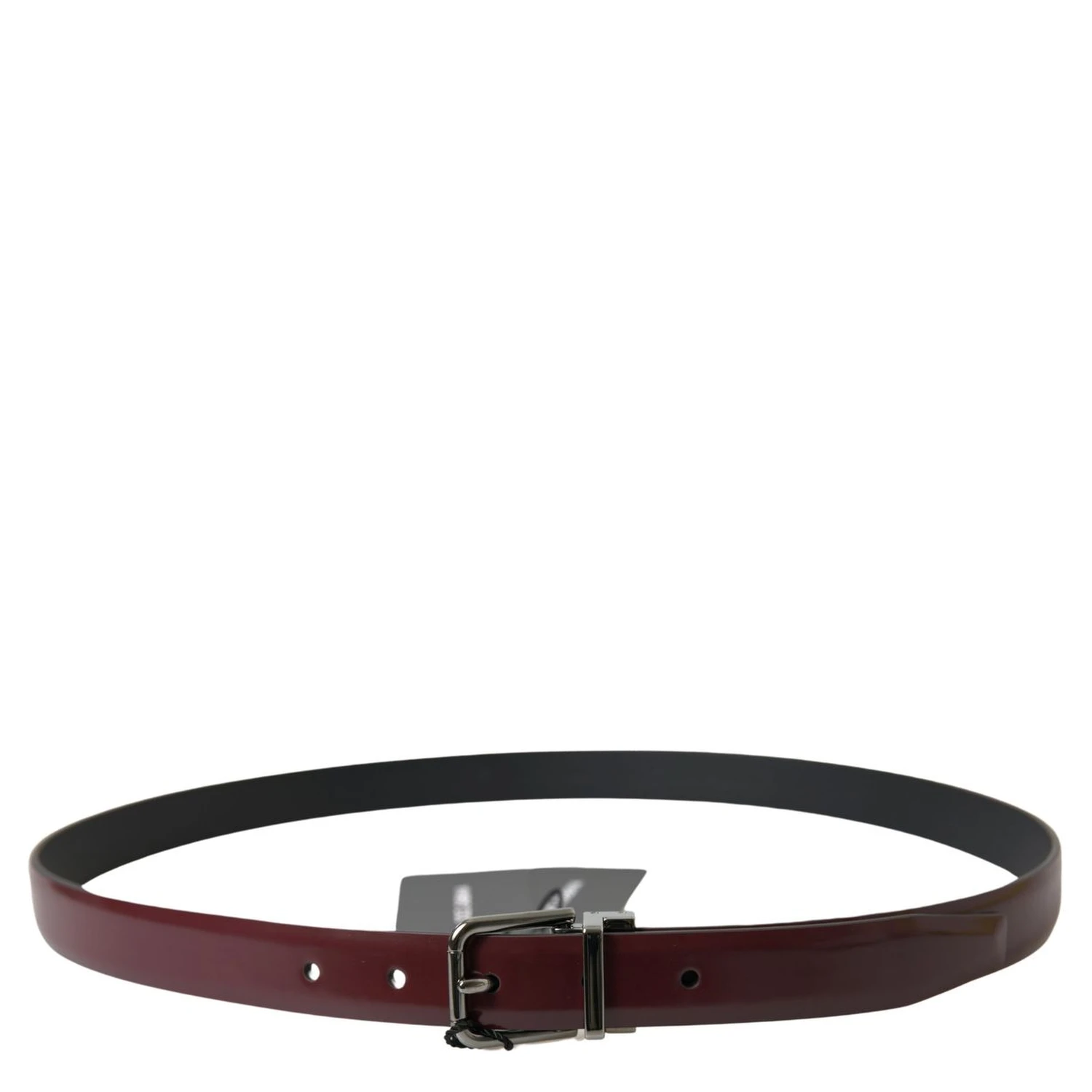 Bordeaux Leather Silver Metal Buckle Belt