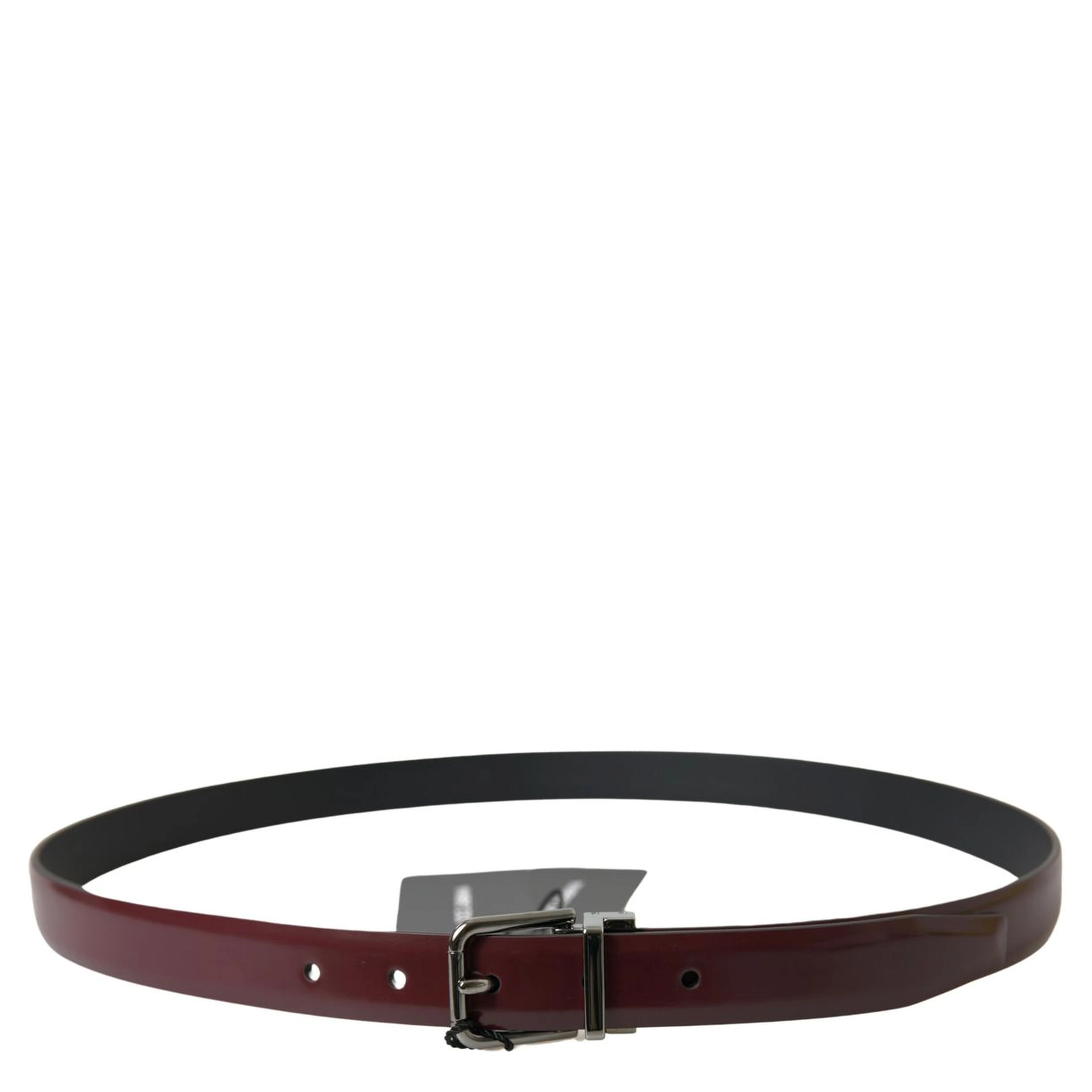 Bordeaux Leather Silver Metal Buckle Belt