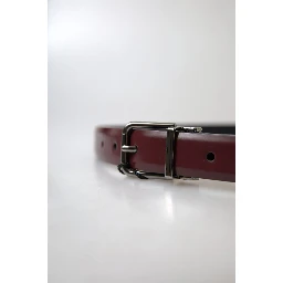 Bordeaux Leather Silver Metal Buckle Belt