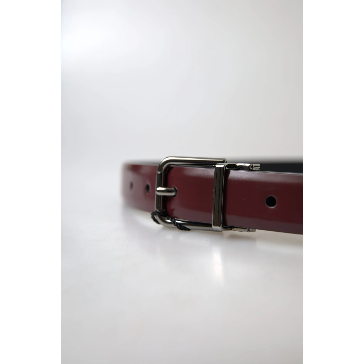 Bordeaux Leather Silver Metal Buckle Belt