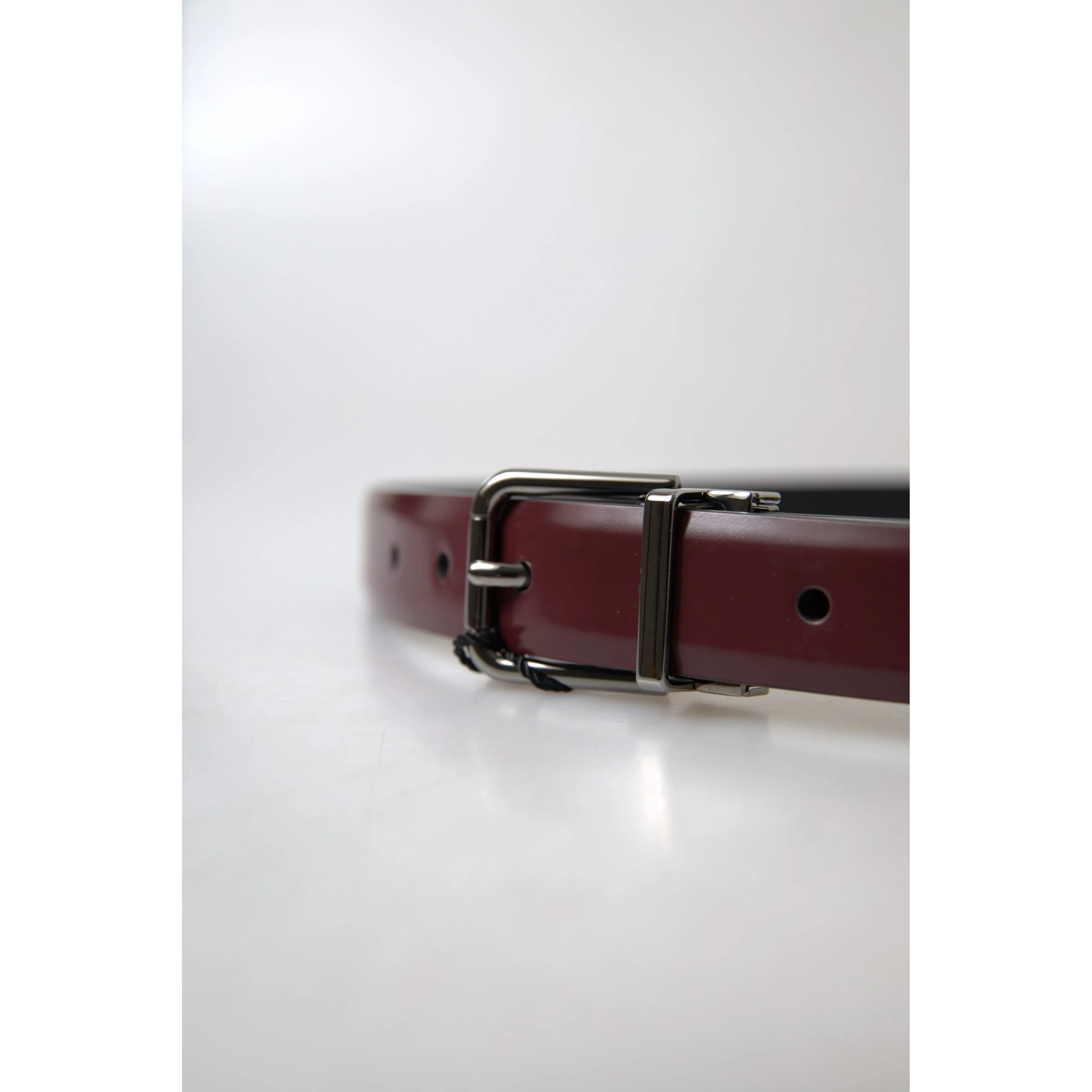 Bordeaux Leather Silver Metal Buckle Belt