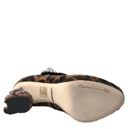 Black Brown Calf Leopard Heel Mary Jane Pump Shoes