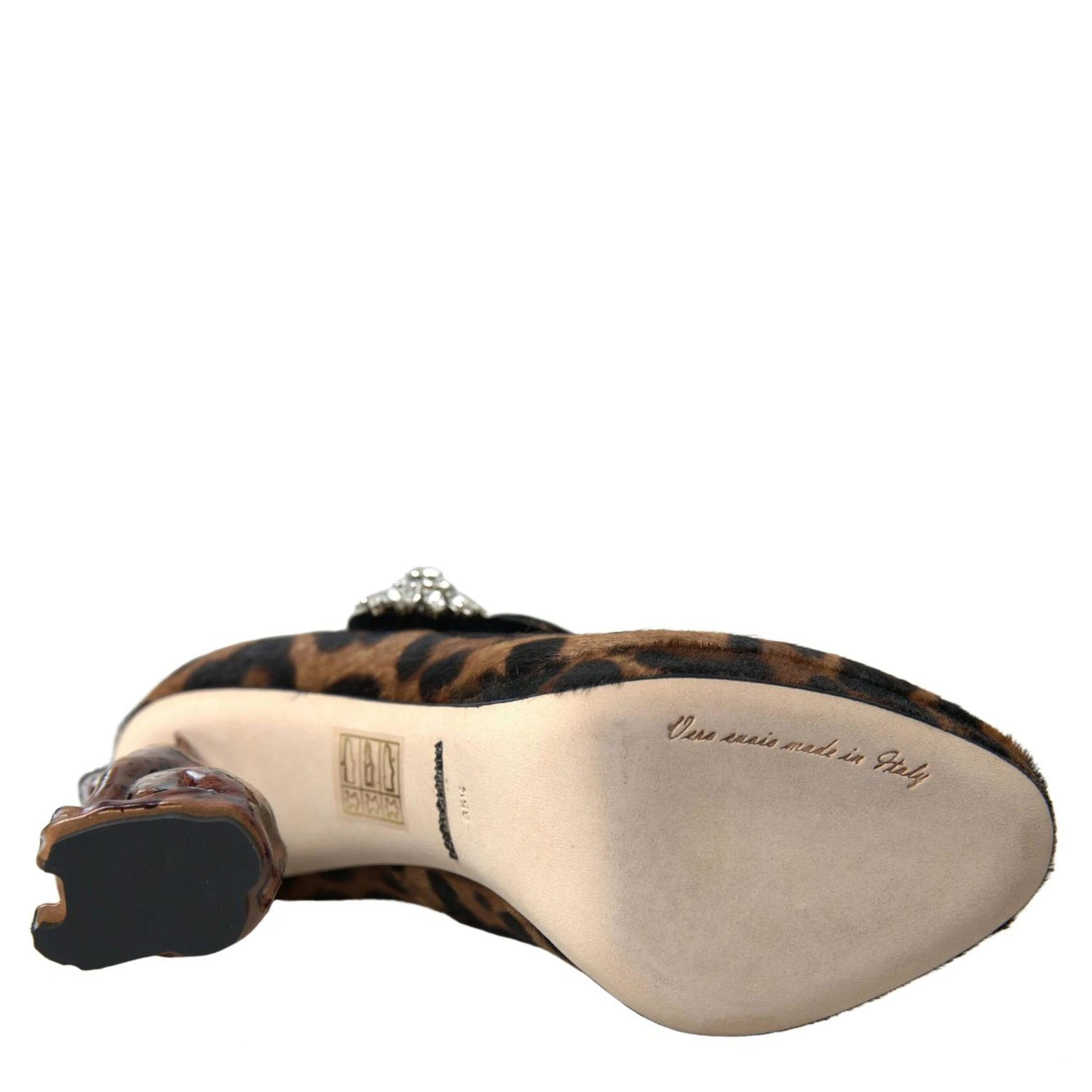 Black Brown Calf Leopard Heel Mary Jane Pump Shoes