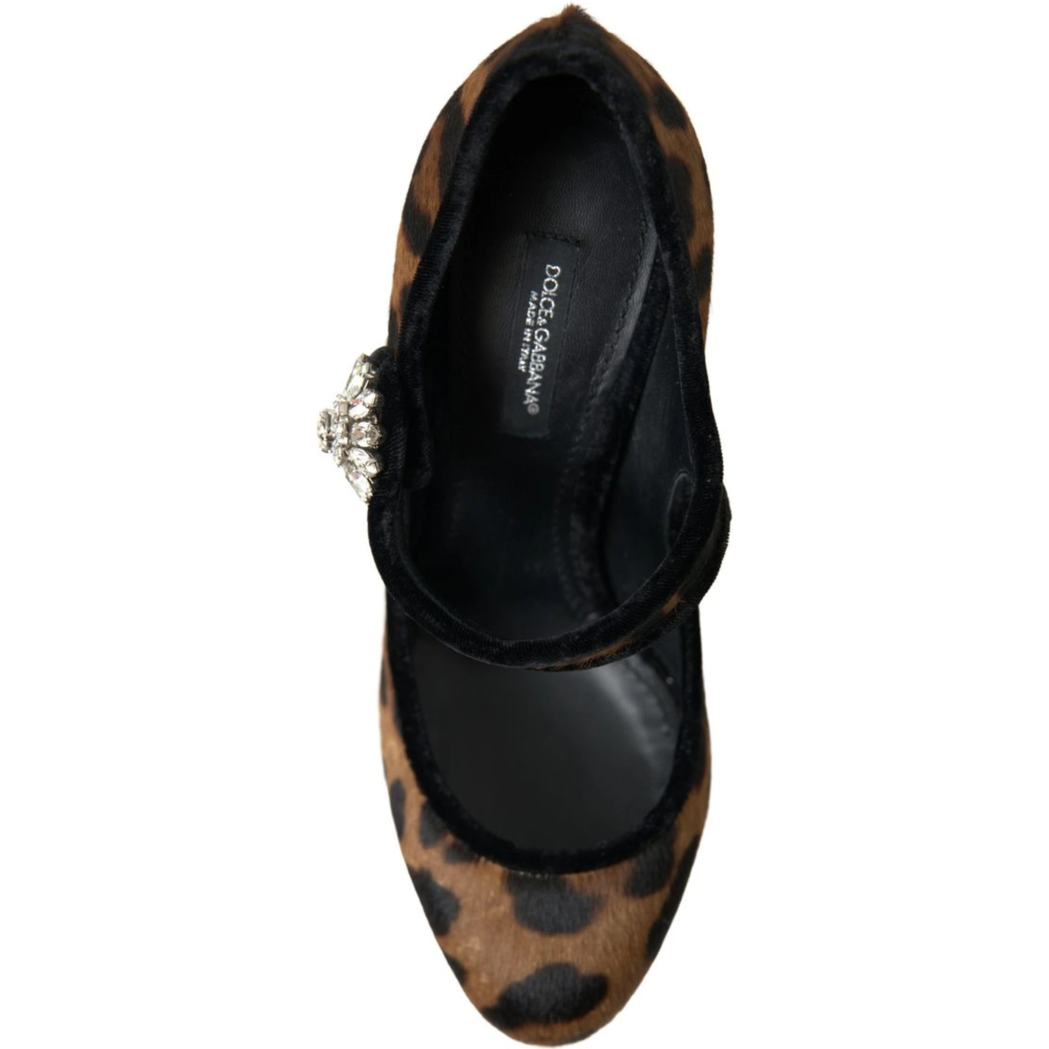 Black Brown Calf Leopard Heel Mary Jane Pump Shoes