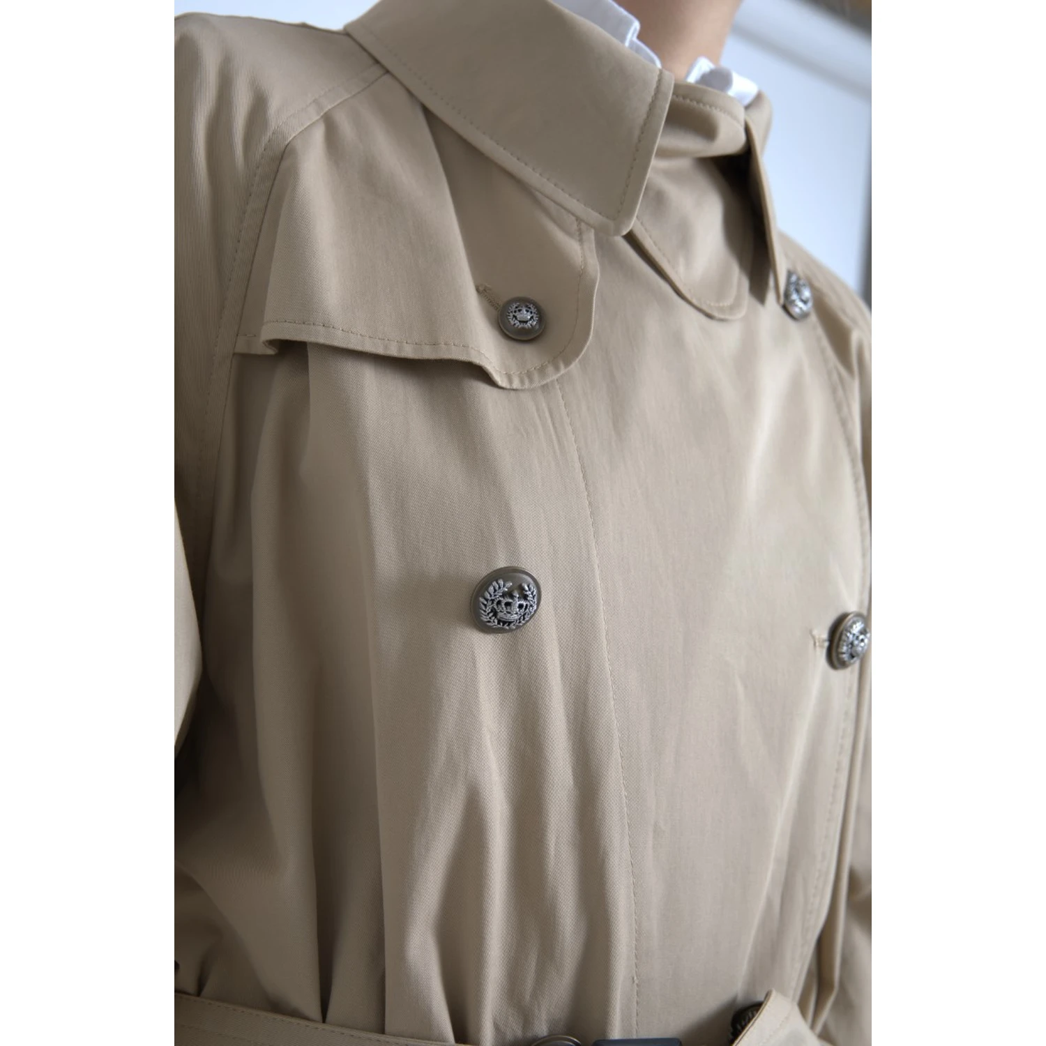 Khaki Double Breasted Trench Coat Jacket