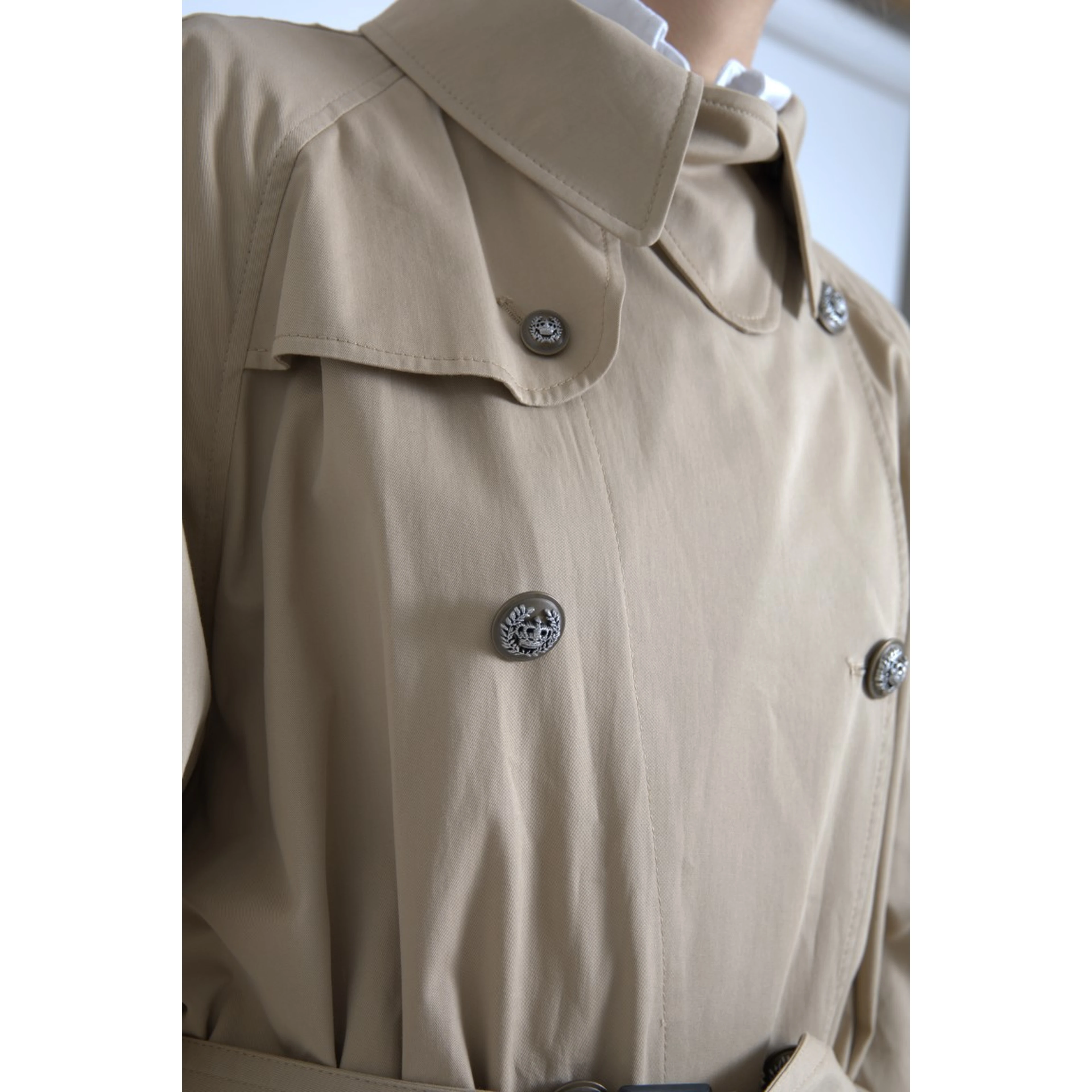 Khaki Double Breasted Trench Coat Jacket
