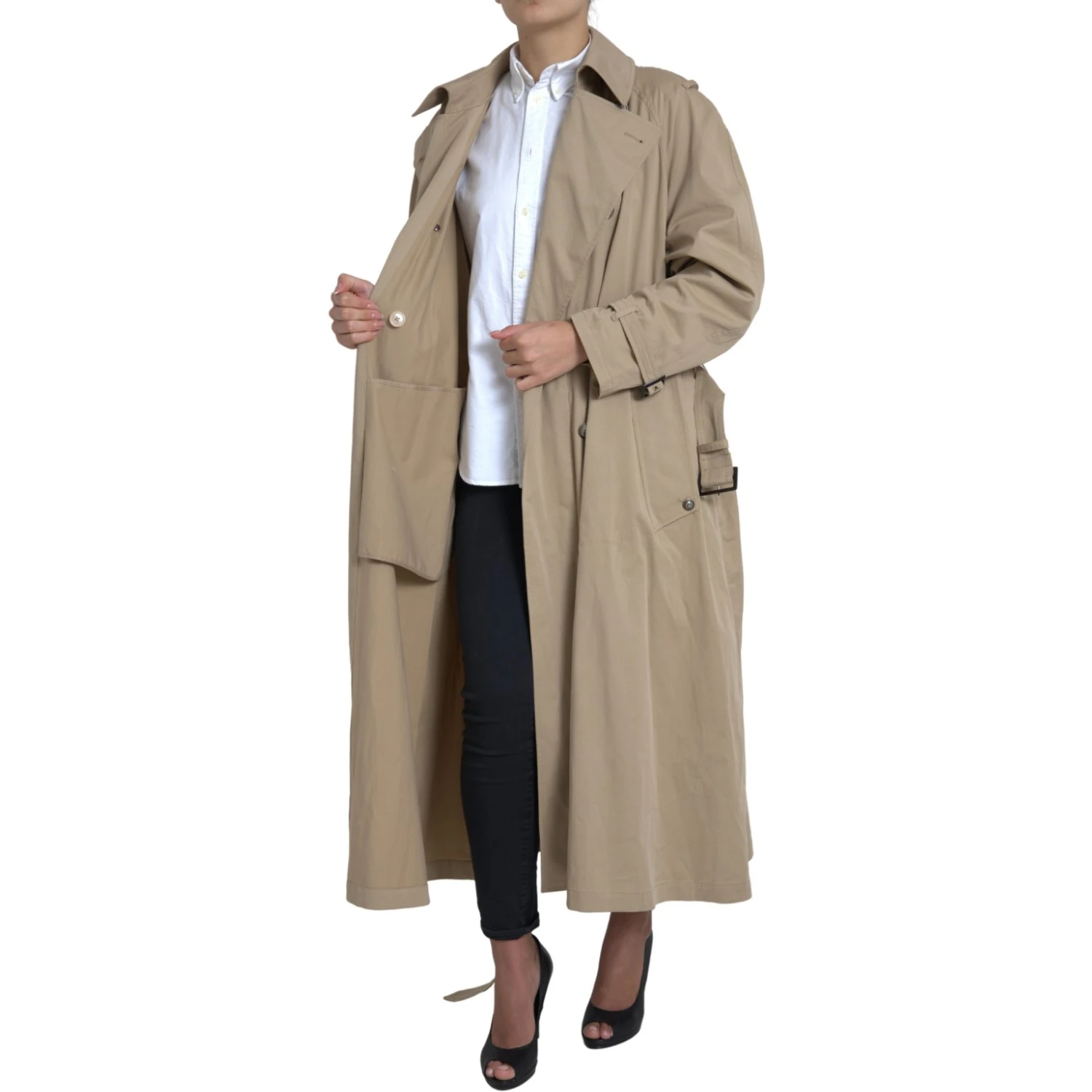 Khaki Double Breasted Trench Coat Jacket