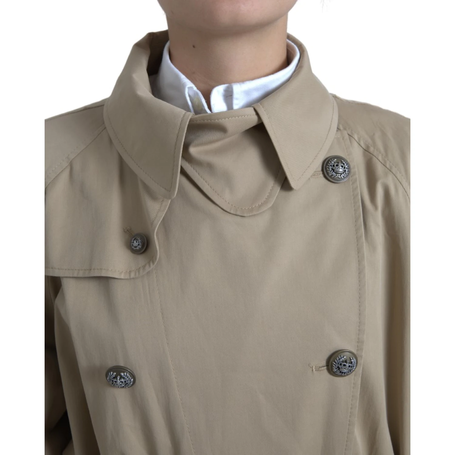 Khaki Double Breasted Trench Coat Jacket