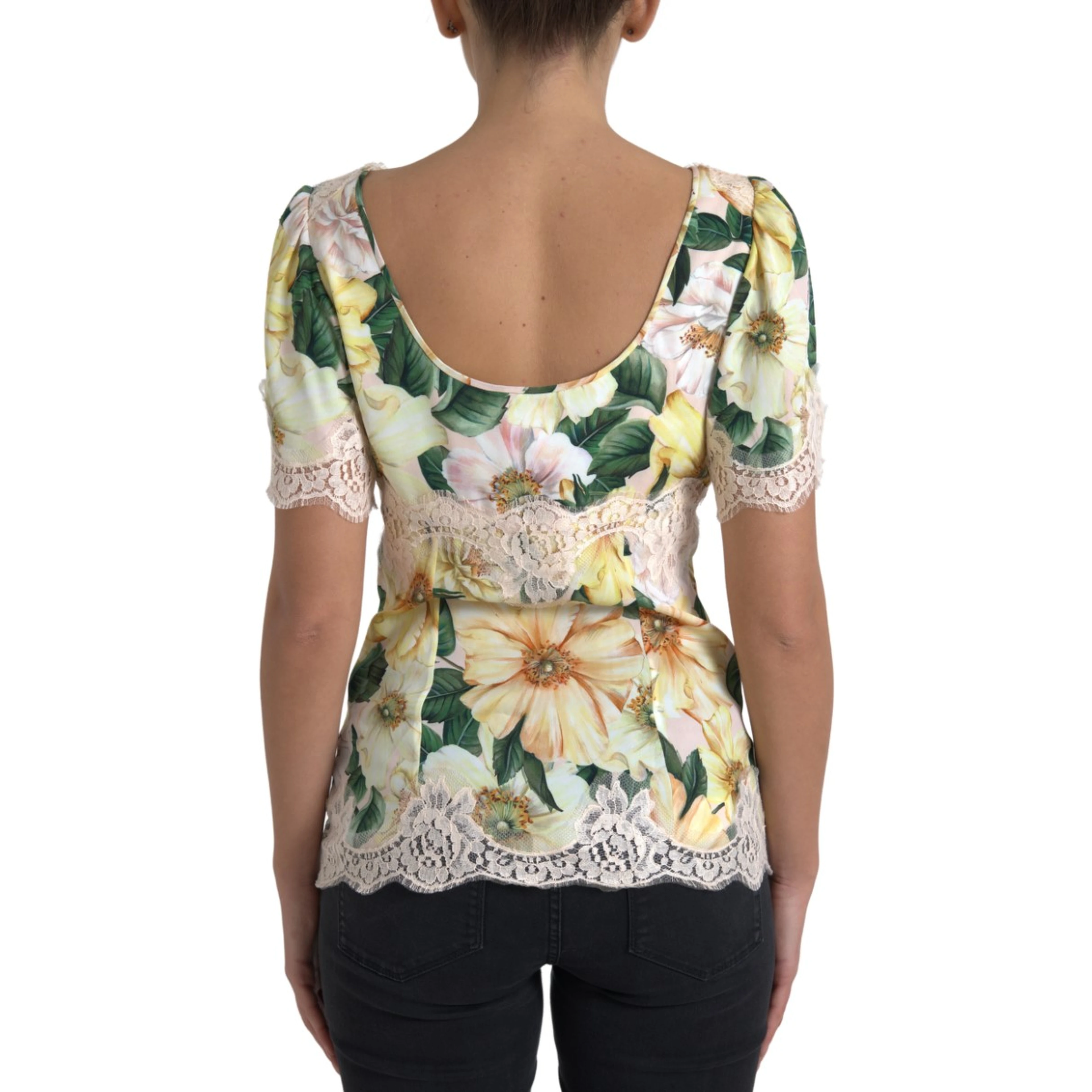 Multicolor Floral Lace V Neck Blouse