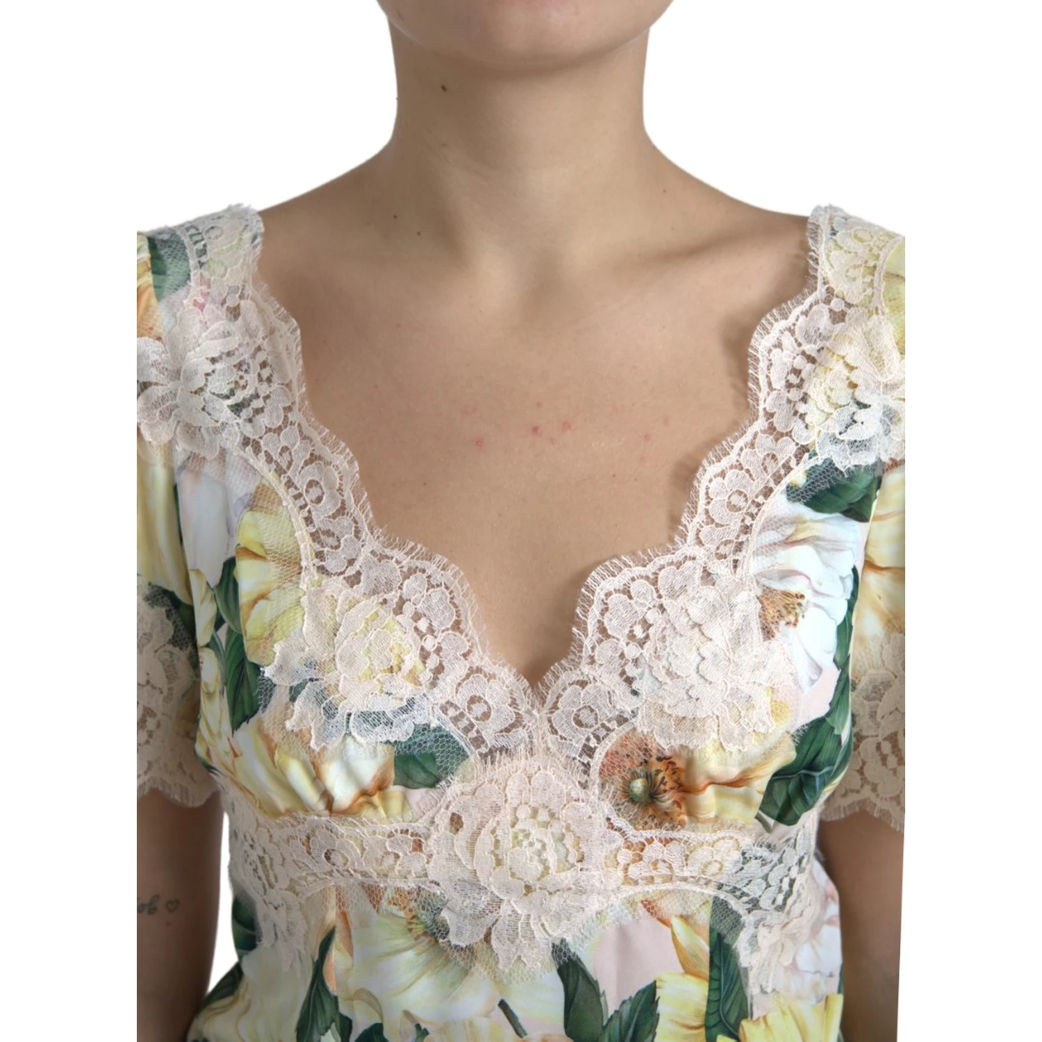 Multicolor Floral Lace V Neck Blouse