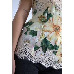 Multicolor Floral Lace V Neck Blouse