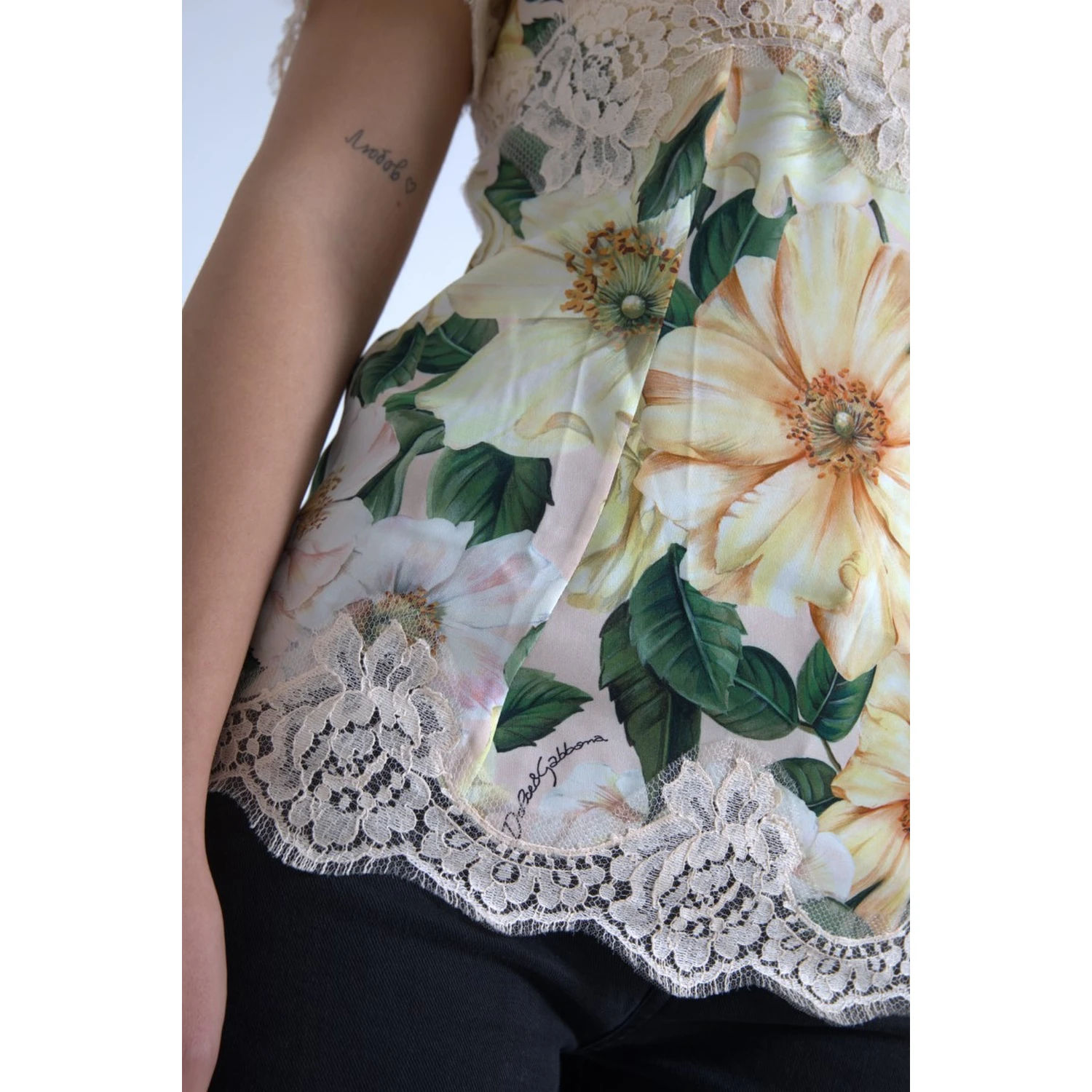 Multicolor Floral Lace V Neck Blouse