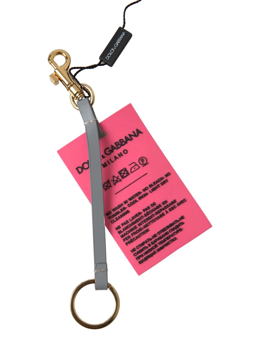 Pink Silicone DG Logo Gold Brass Keyring Women Keychain