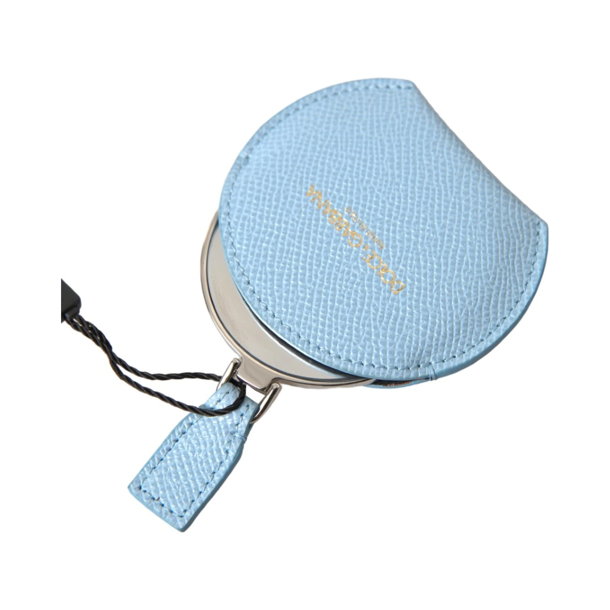 Light Blue Calfskin Leather Mirror Holder