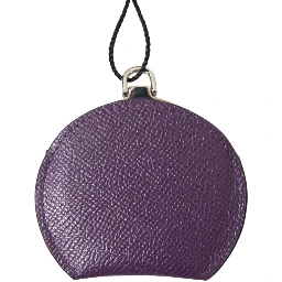Purple Calfskin Leather Round Hand Mirror Holder