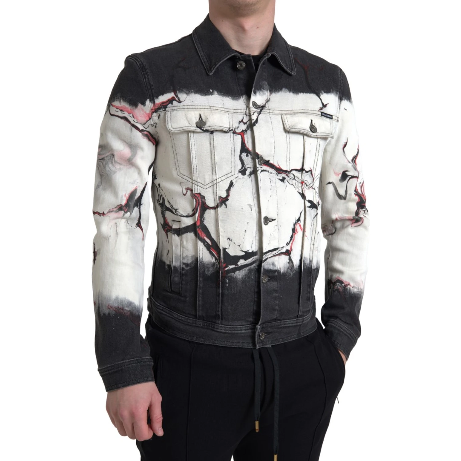 Multicolor Cotton Collared Denim Jacket