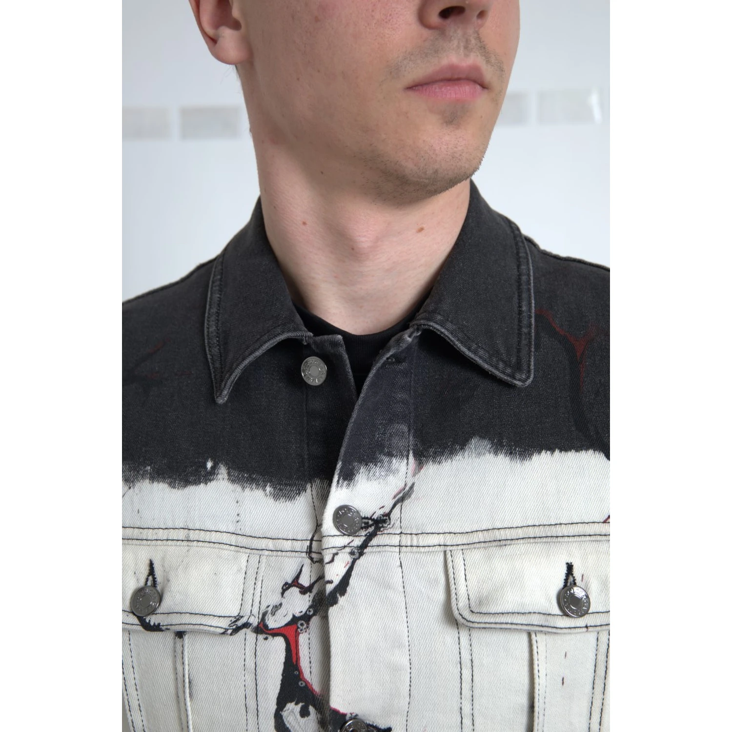 Multicolor Cotton Collared Denim Jacket