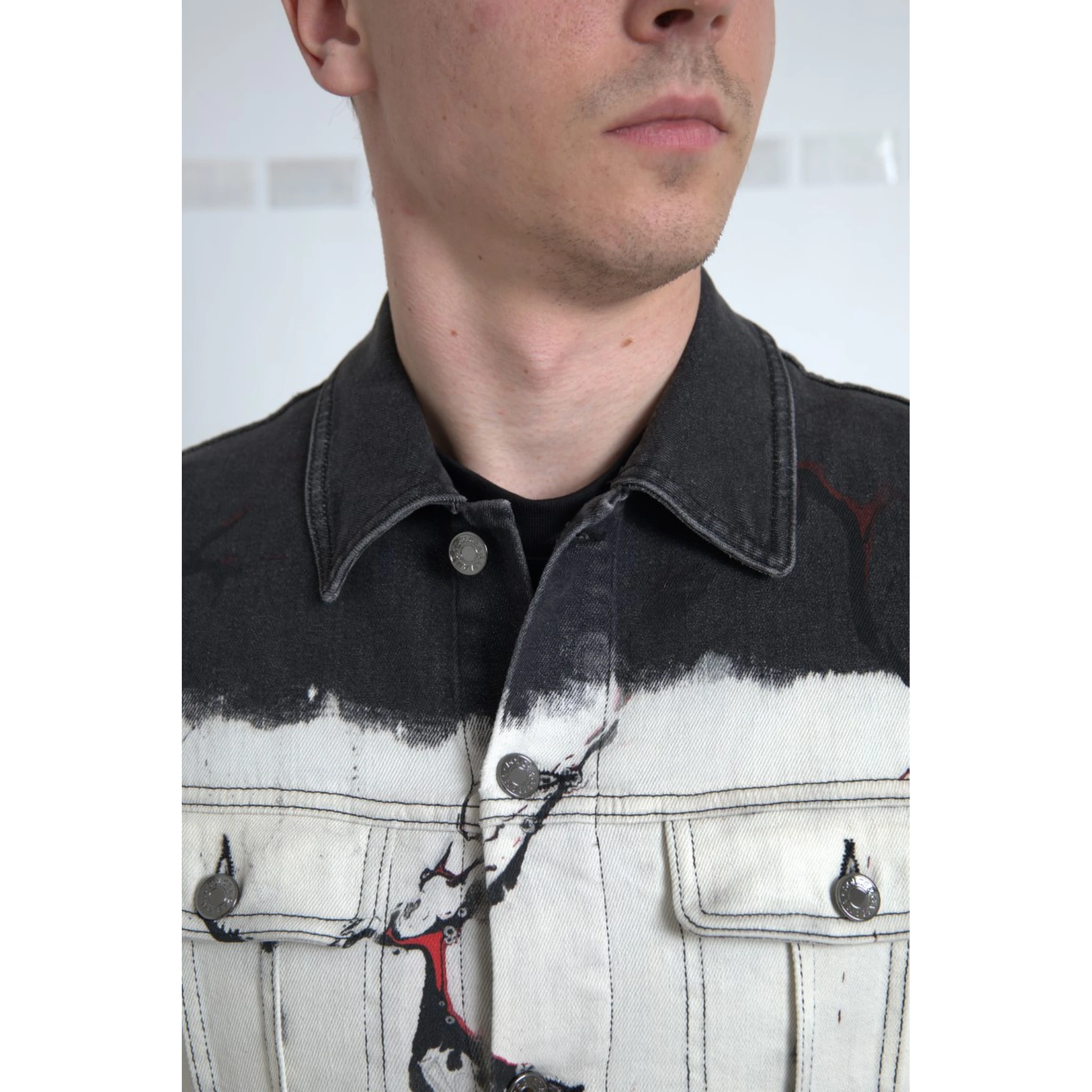 Multicolor Cotton Collared Denim Jacket