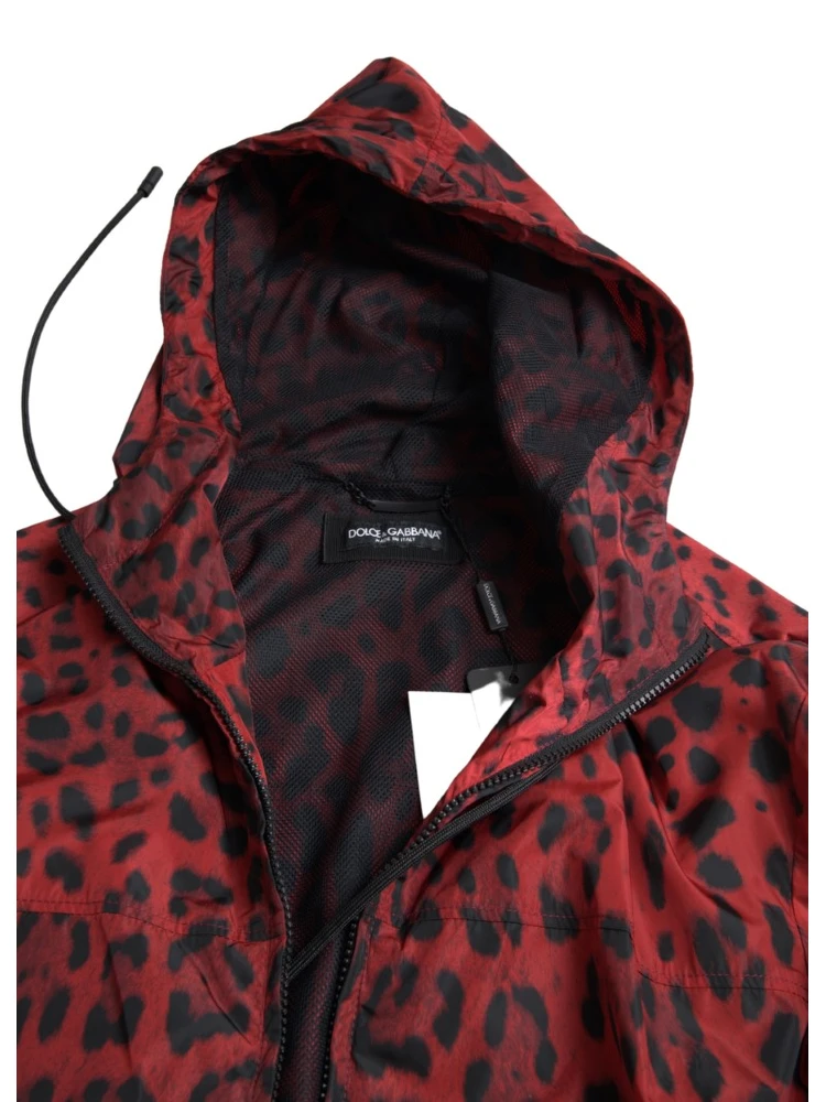 Red Leopard Hooded Bomber Full Zip Jacket alternative