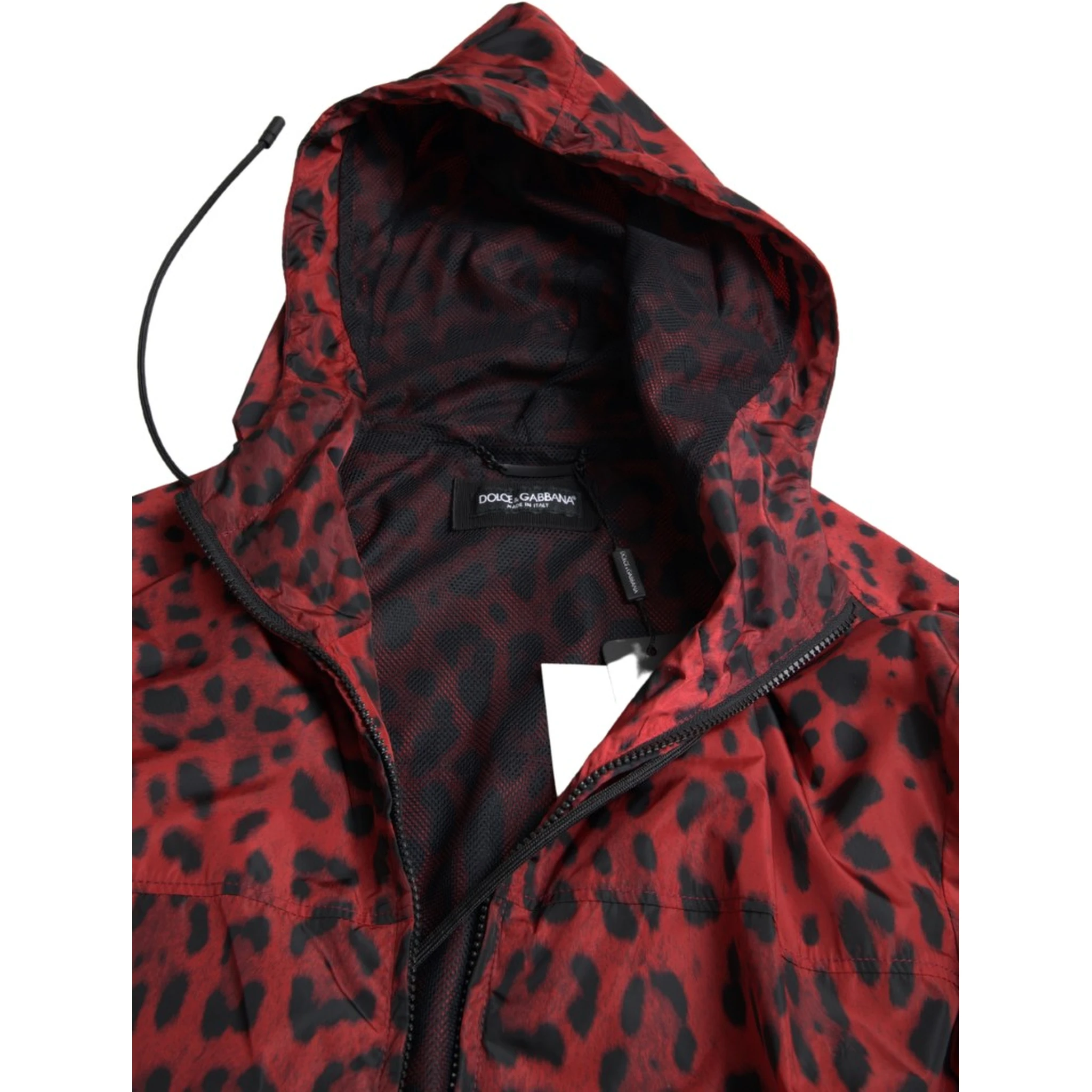 Red Leopard Hooded Bomber Full Zip Jacket