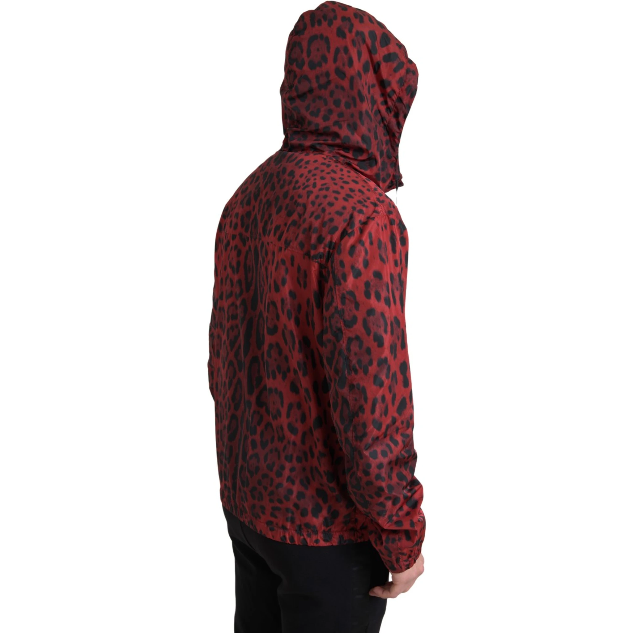 Red Leopard Hooded Bomber Full Zip Jacket