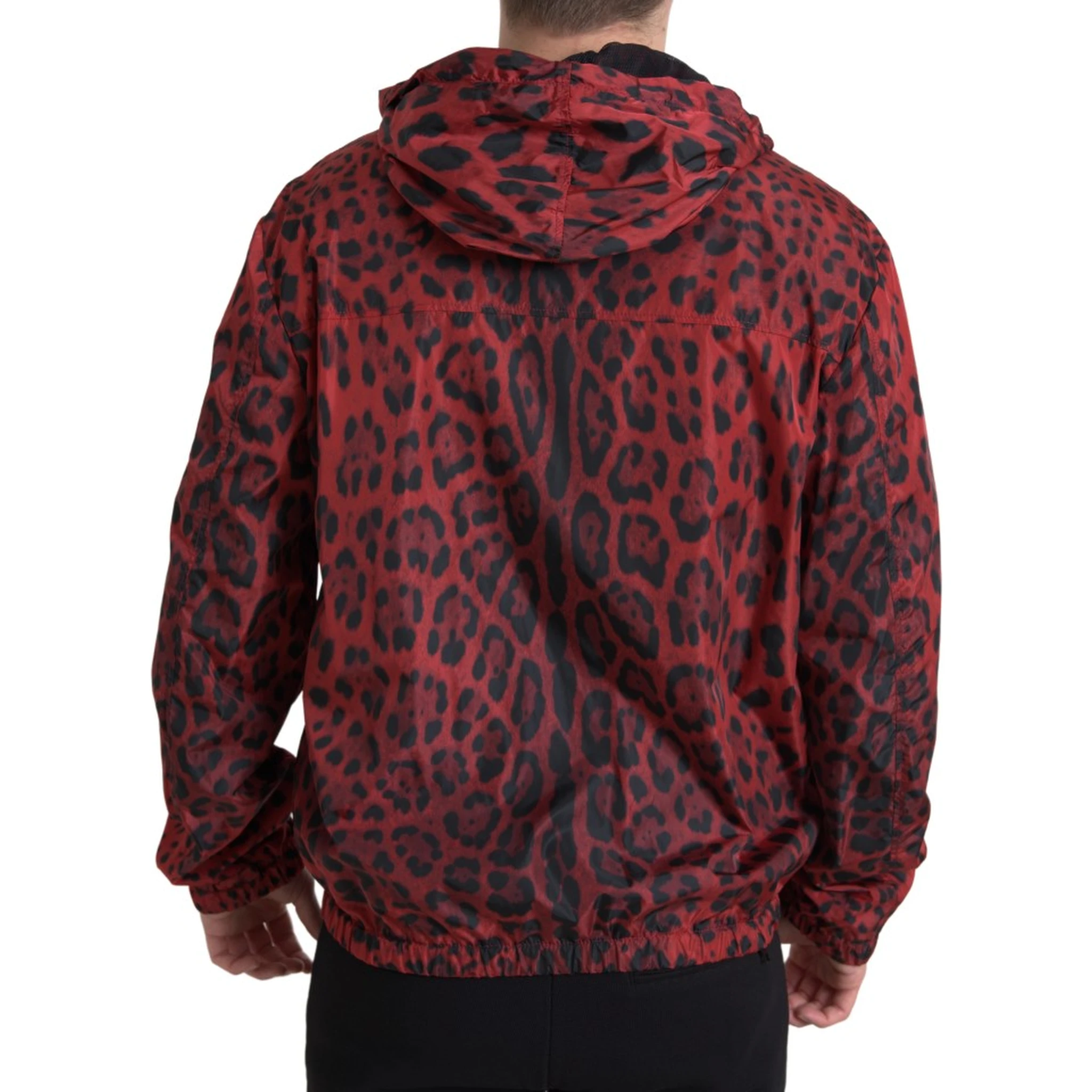 Red Leopard Hooded Bomber Full Zip Jacket