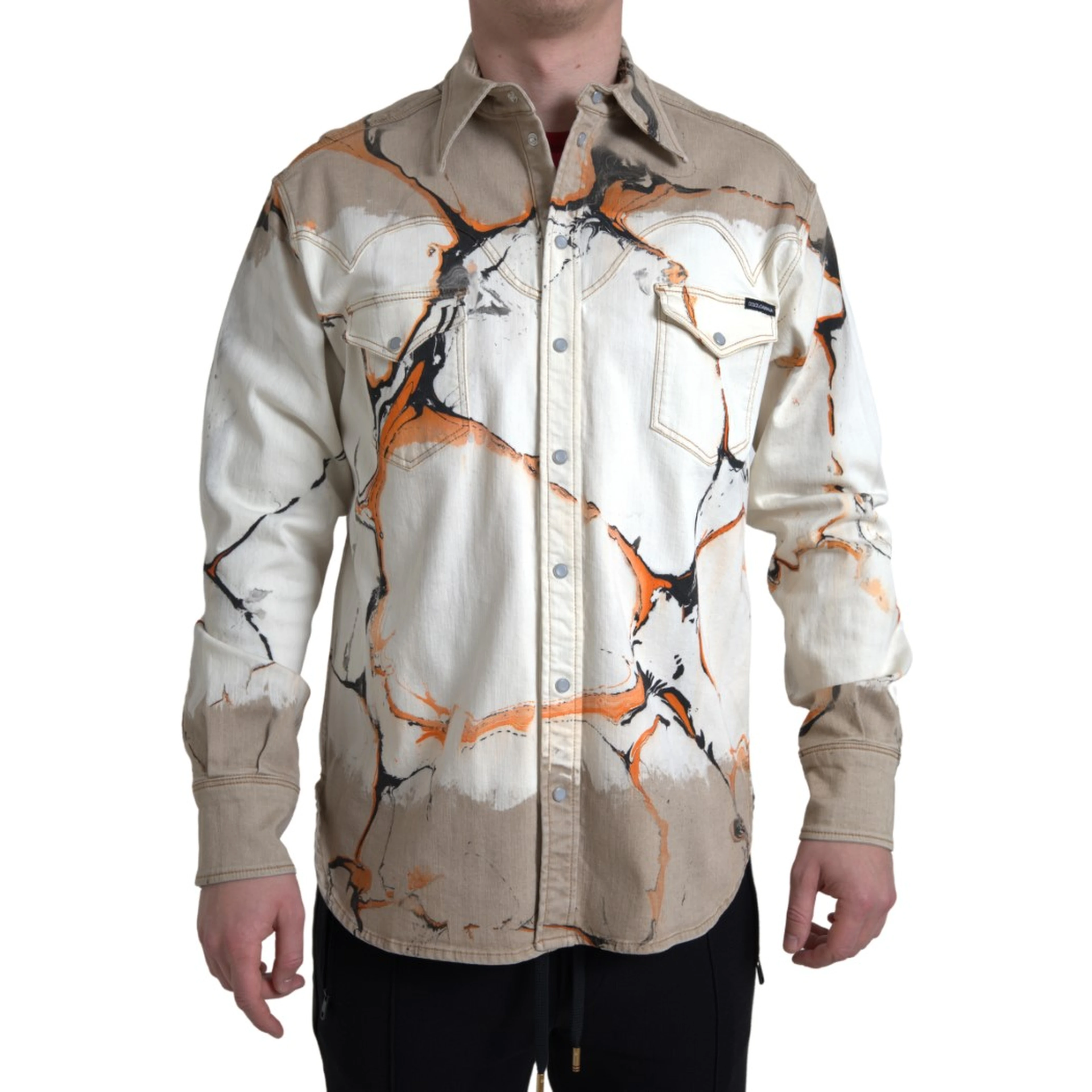 Multicolor Cotton Collared Denim Shirt