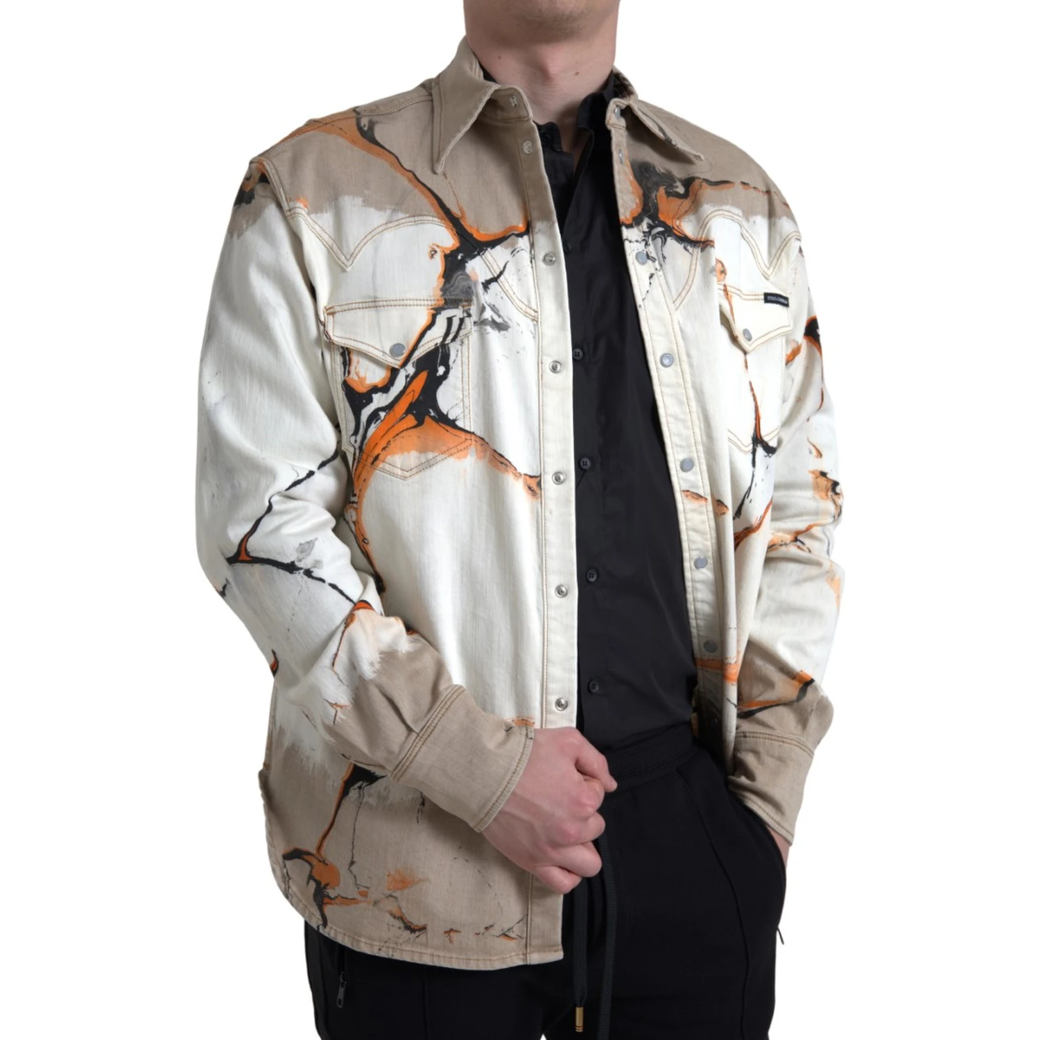 Multicolor Cotton Collared Denim Shirt