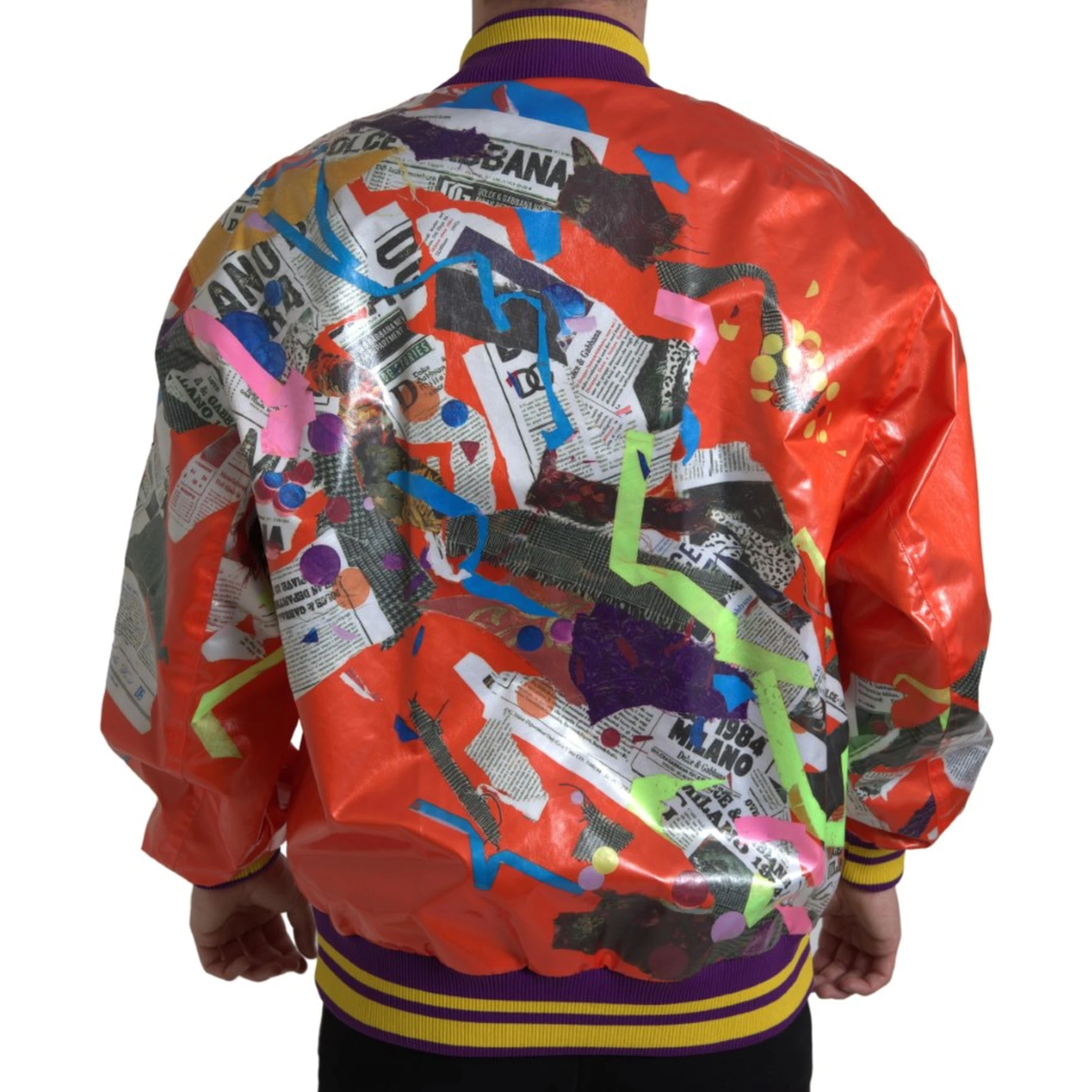 Orange Polyester Button Blouson Jacket