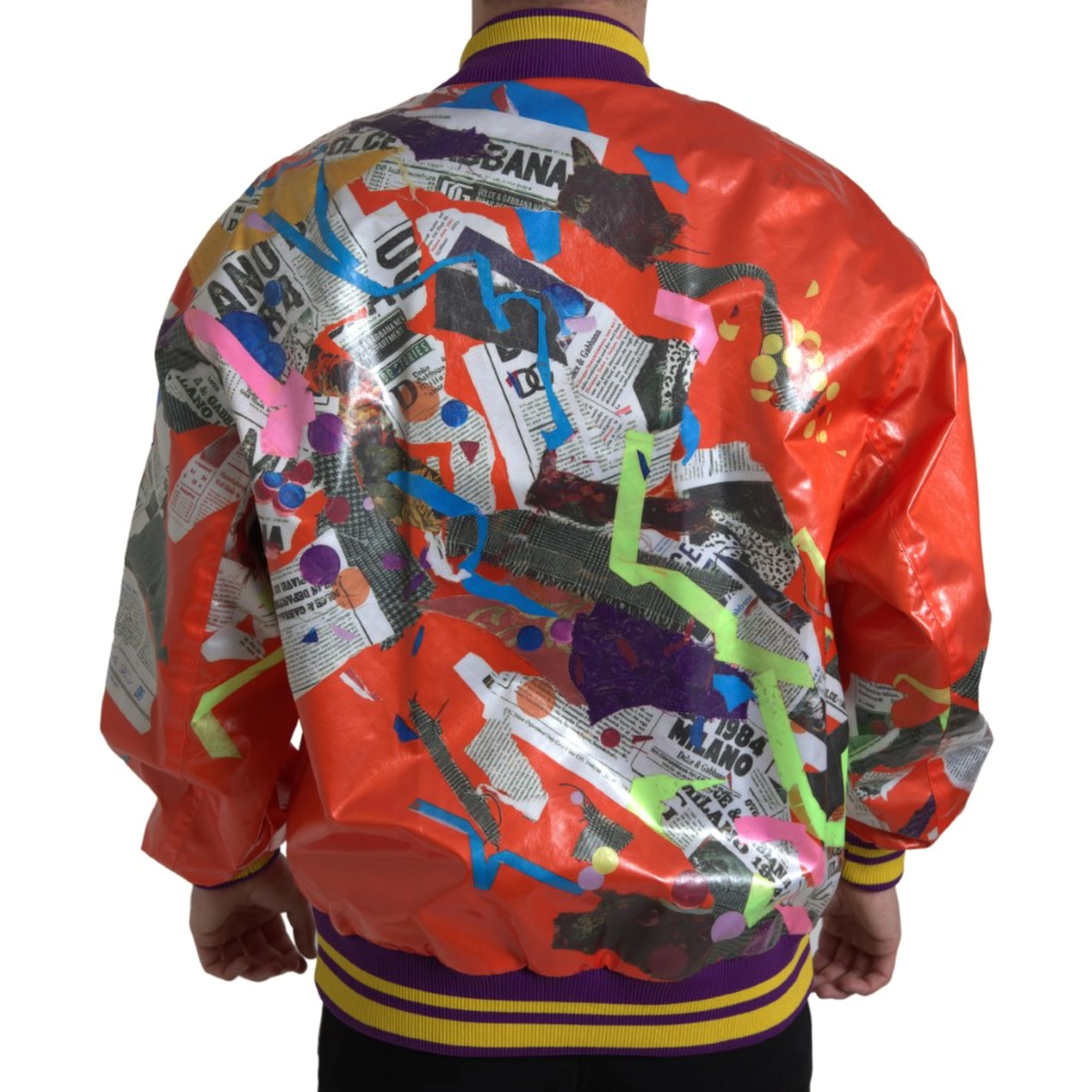 Orange Polyester Button Blouson Jacket
