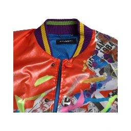 Orange Polyester Button Blouson Jacket