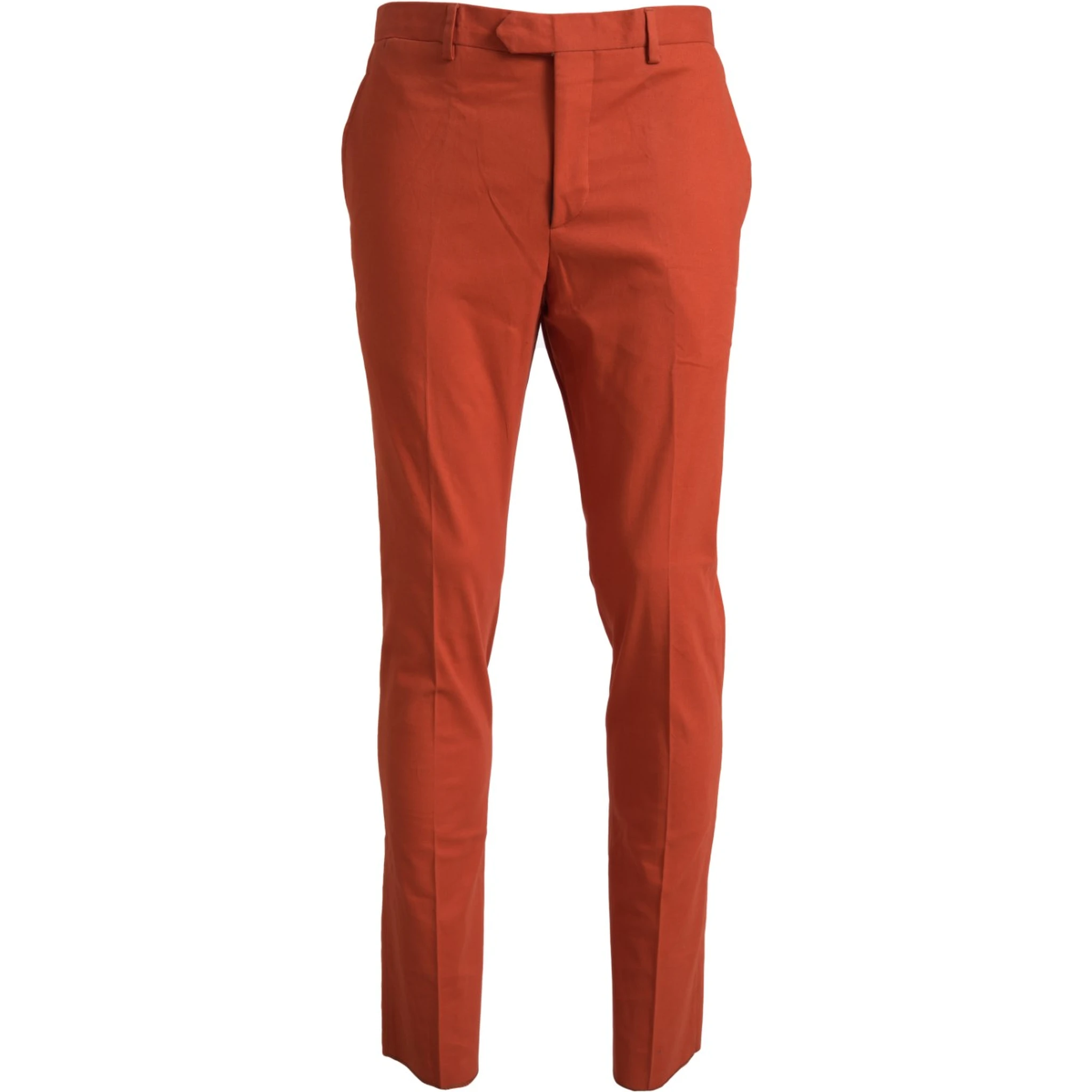 Orange Straight Fit Men Formal Trousers Pants