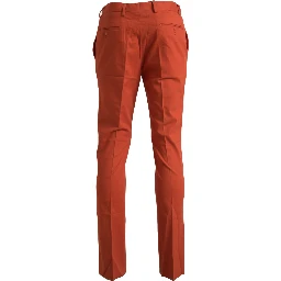 Orange Straight Fit Men Formal Trousers Pants