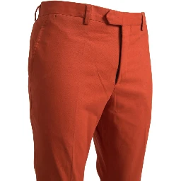 Orange Straight Fit Men Formal Trousers Pants