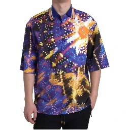 Luminaire Print Cotton Polo Top Men Shirt
