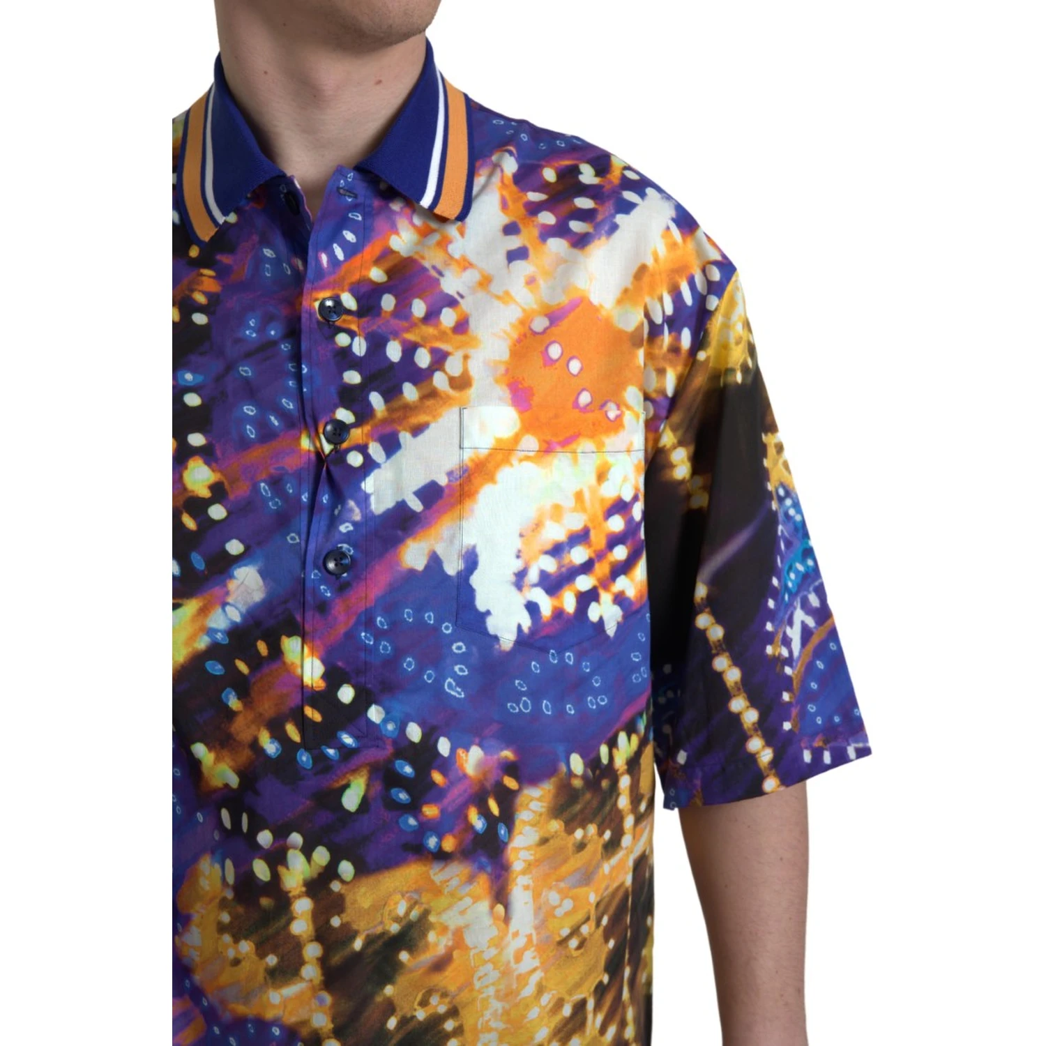 Luminaire Print Cotton Polo Top Men Shirt