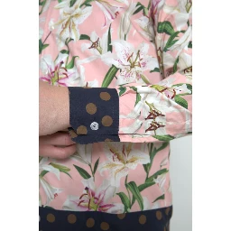 Cotton Polka Dot Lily Print Collared Shirt