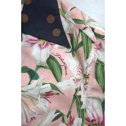 Cotton Polka Dot Lily Print Collared Shirt