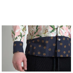 Cotton Polka Dot Lily Print Collared Shirt