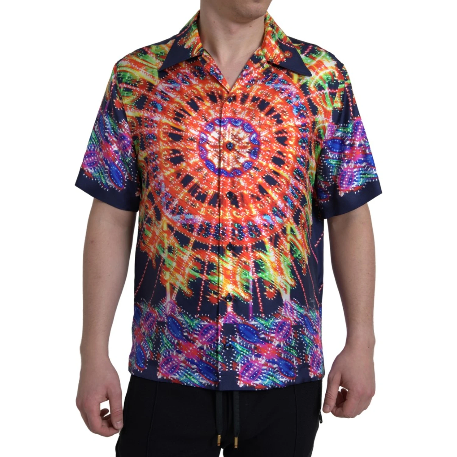 Multicolor Luminarie Print Men Shirt Silk