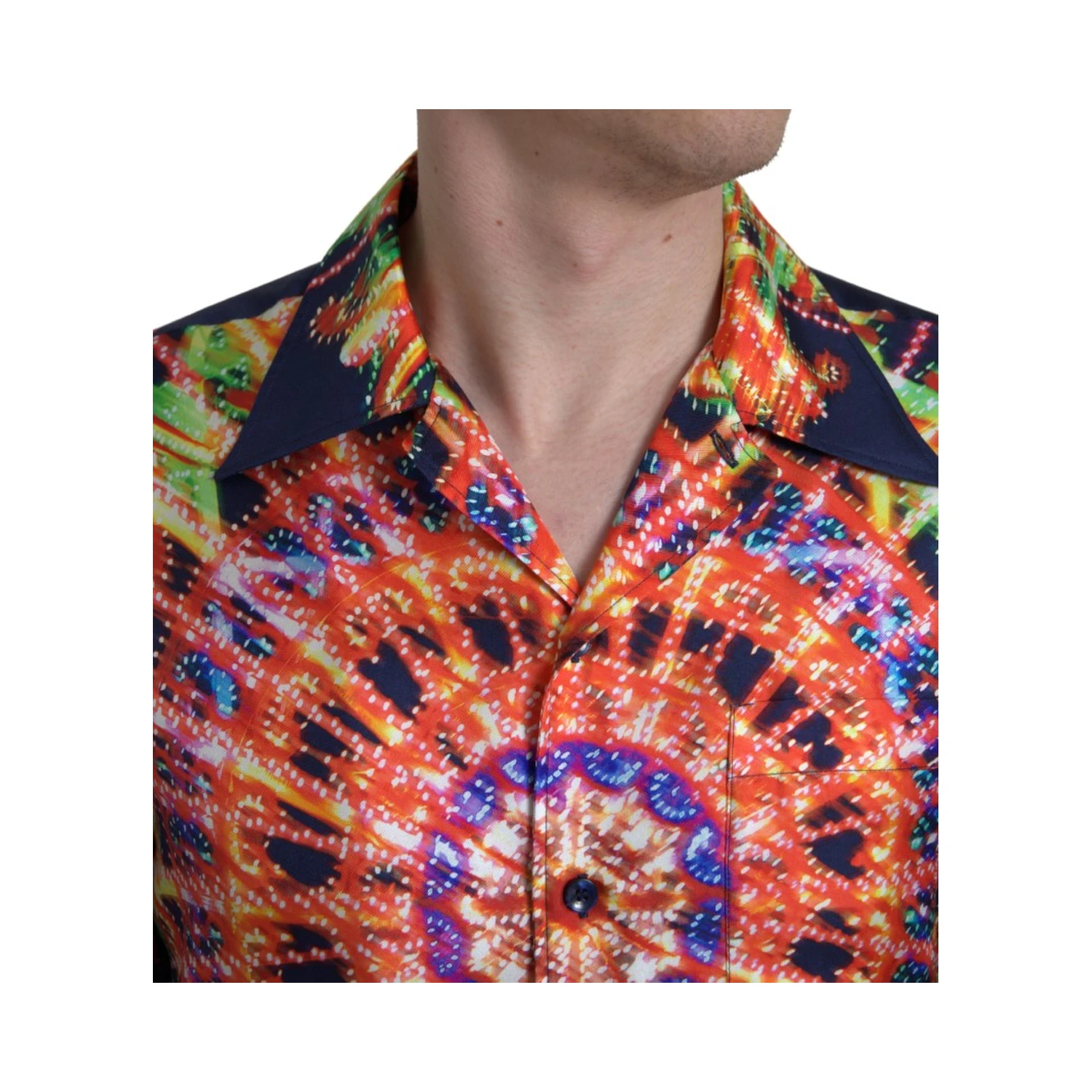 Multicolor Luminarie Print Men Shirt Silk