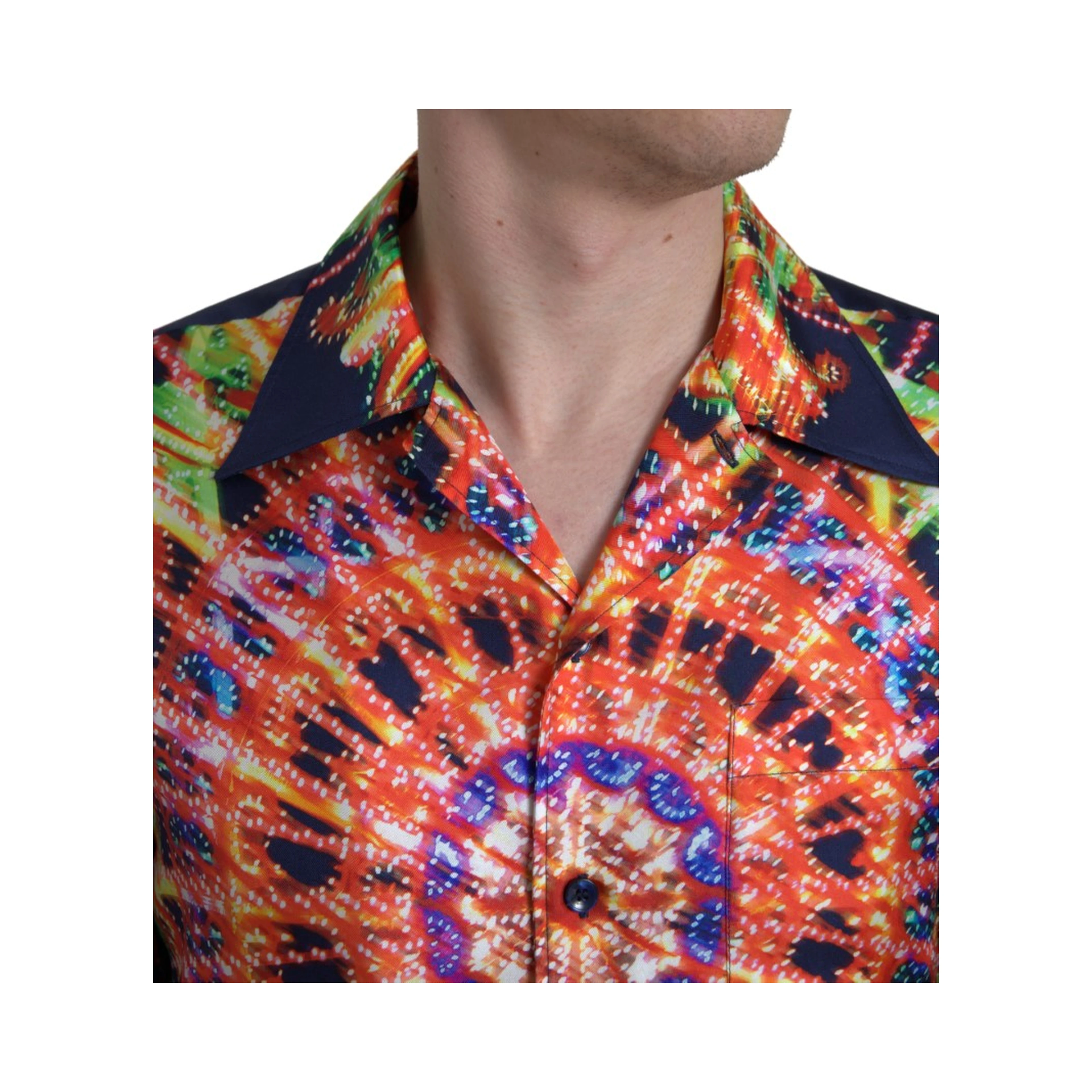 Multicolor Luminarie Print Men Shirt Silk