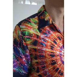 Multicolor Luminarie Print Men Shirt Silk